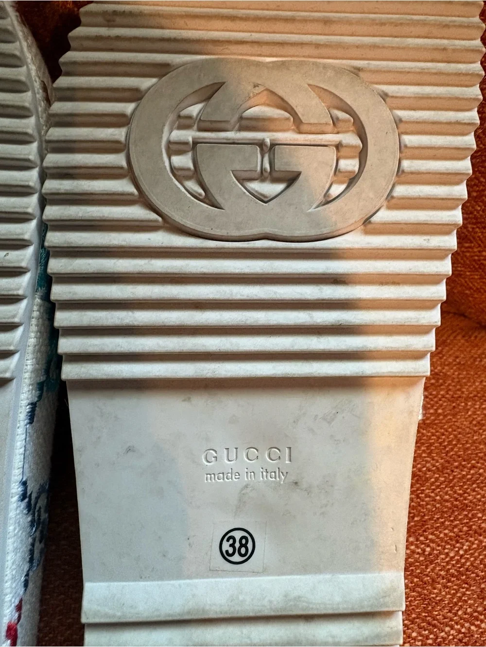 Gucci Angelina Multicolor GG Logo Platform Slides Sandals